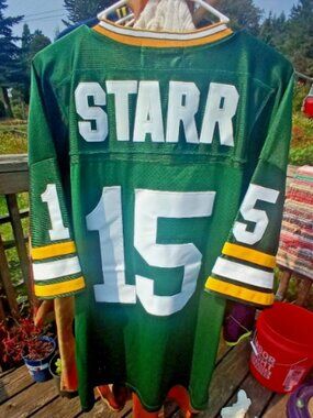 (XL)Bart Starr Packers Players of Century Jeff Hamilton Sewn NFL Football Jersey